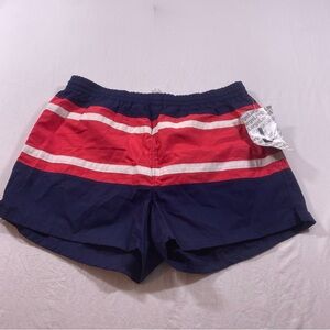 Freestyle Shorts Men large Cotton Lined Striped red white blue Swimsuit Trunks